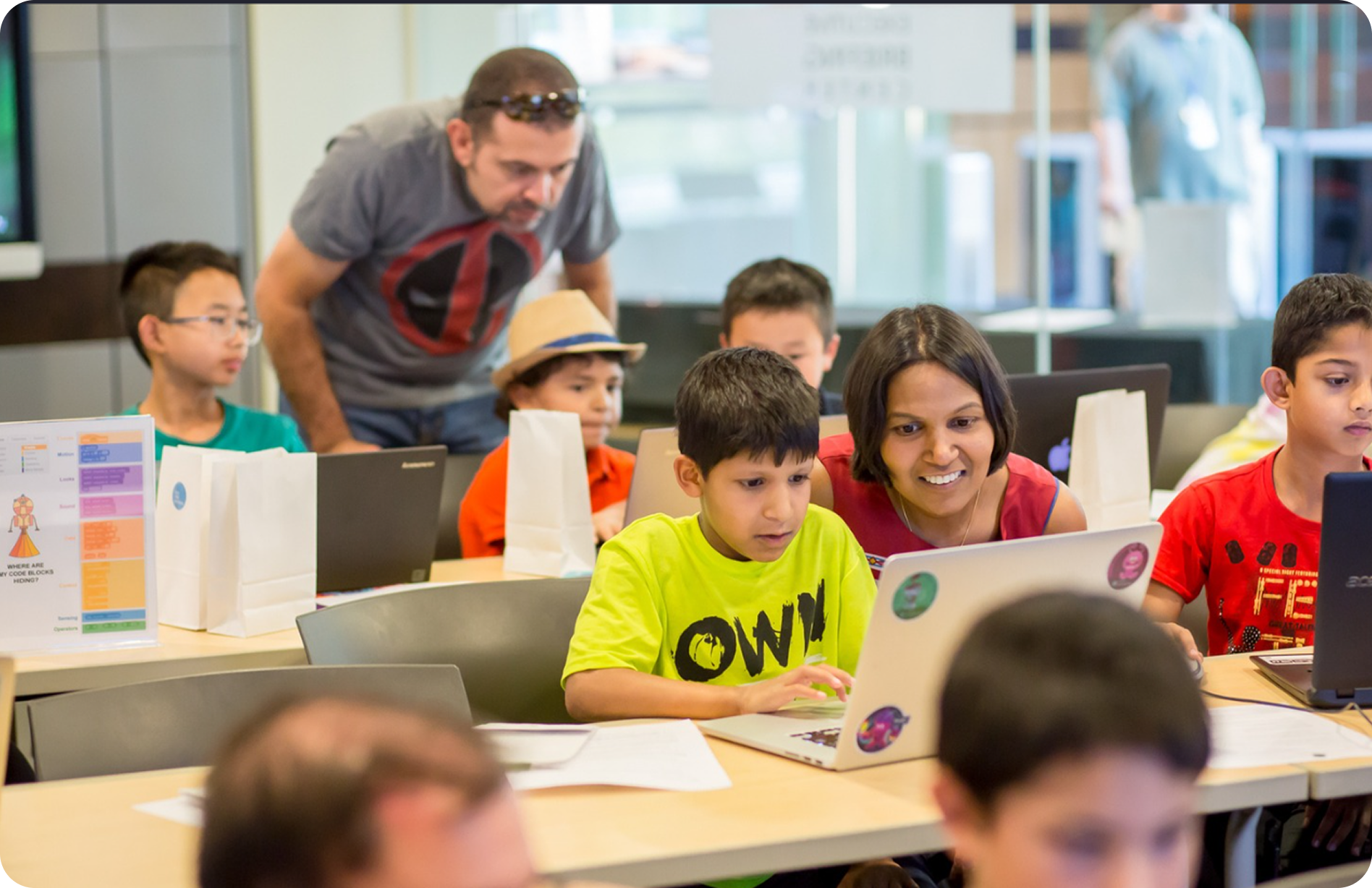 Students coding in a classroom